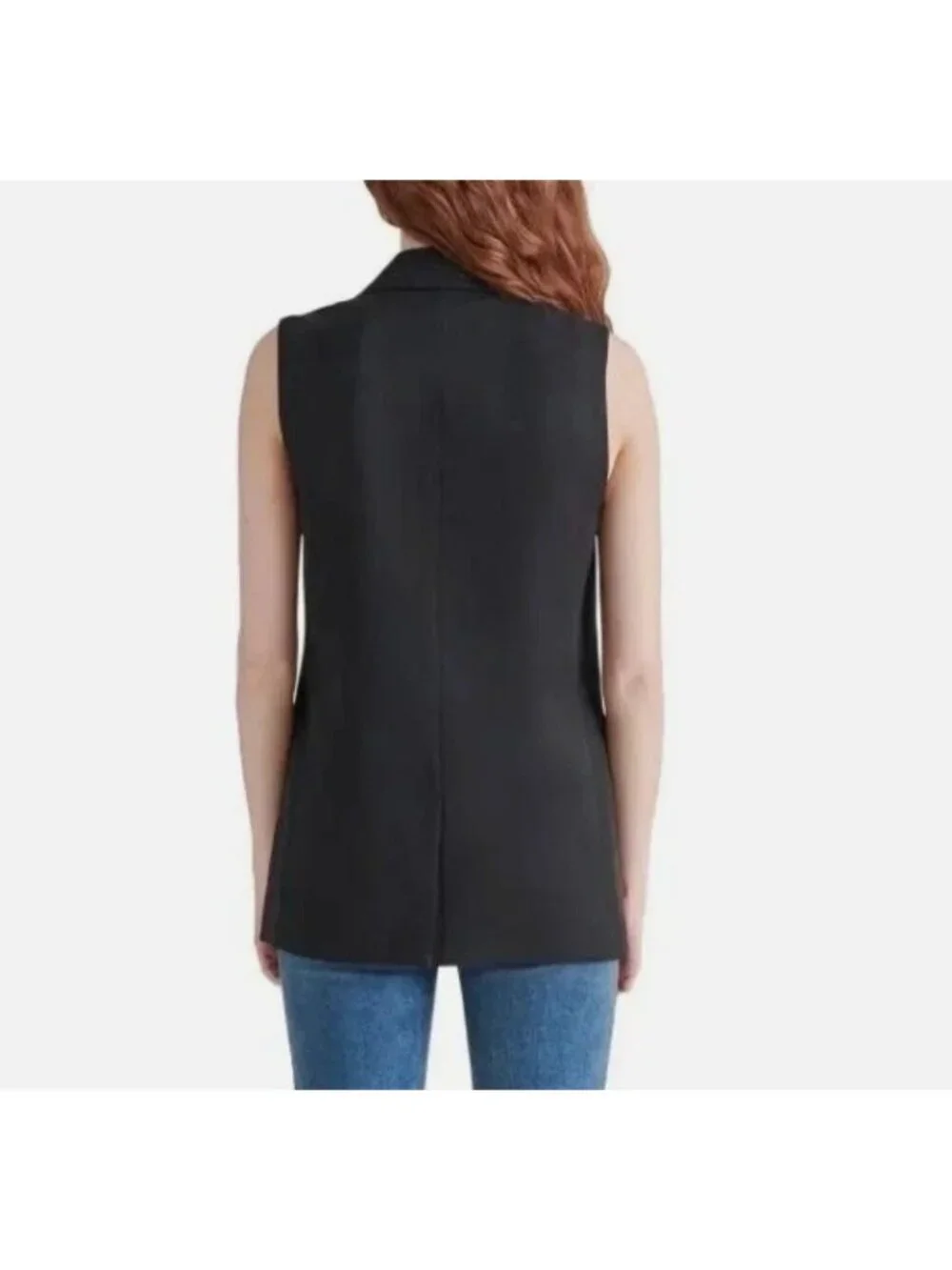 NWT Steve Madden Women's L Sleeveless Black Blazer Vest B0494